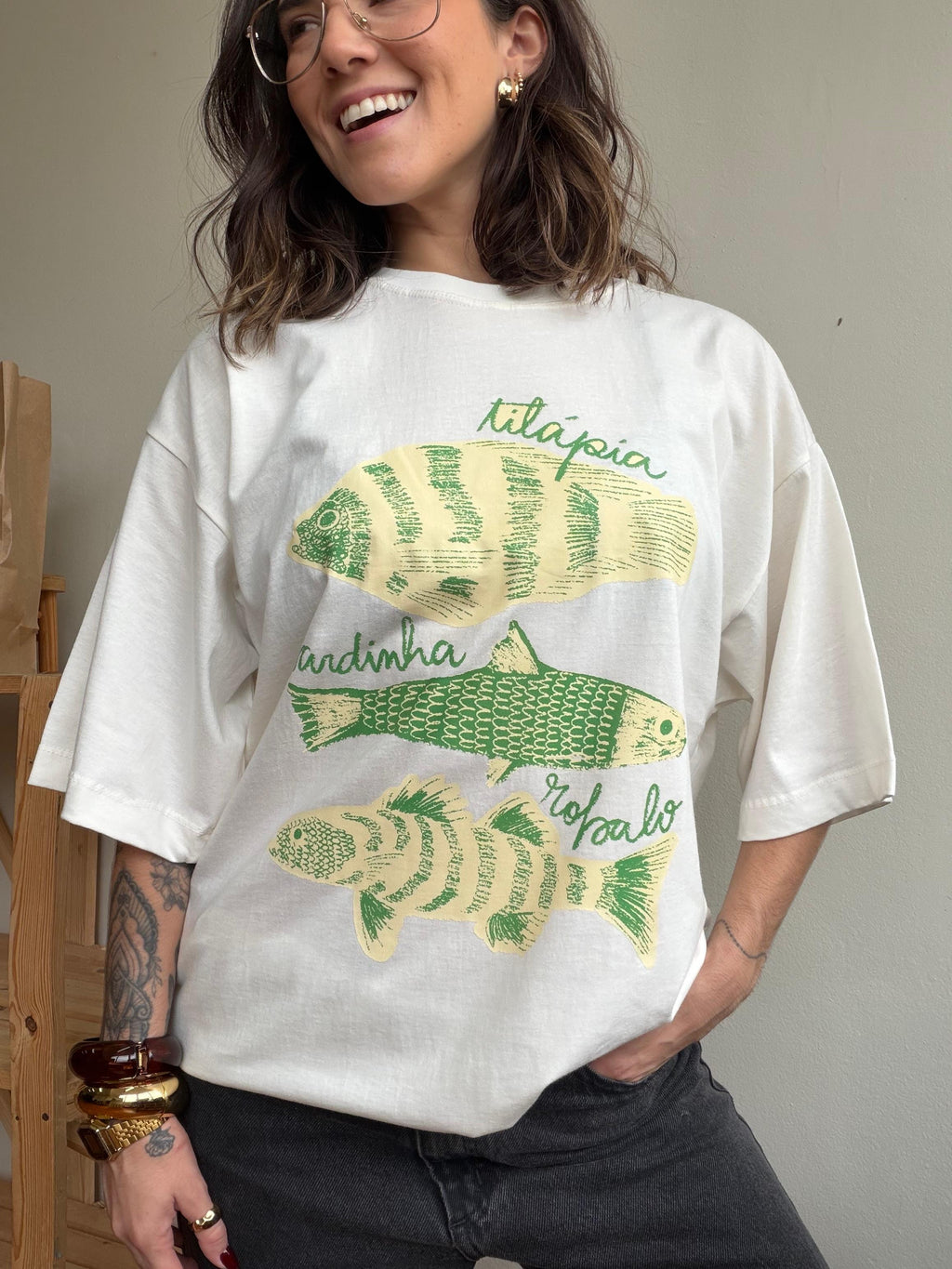 Camiseta over Peixes - Verde
