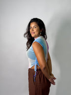 Blusa Tule Assimétrica Degradê - Azul