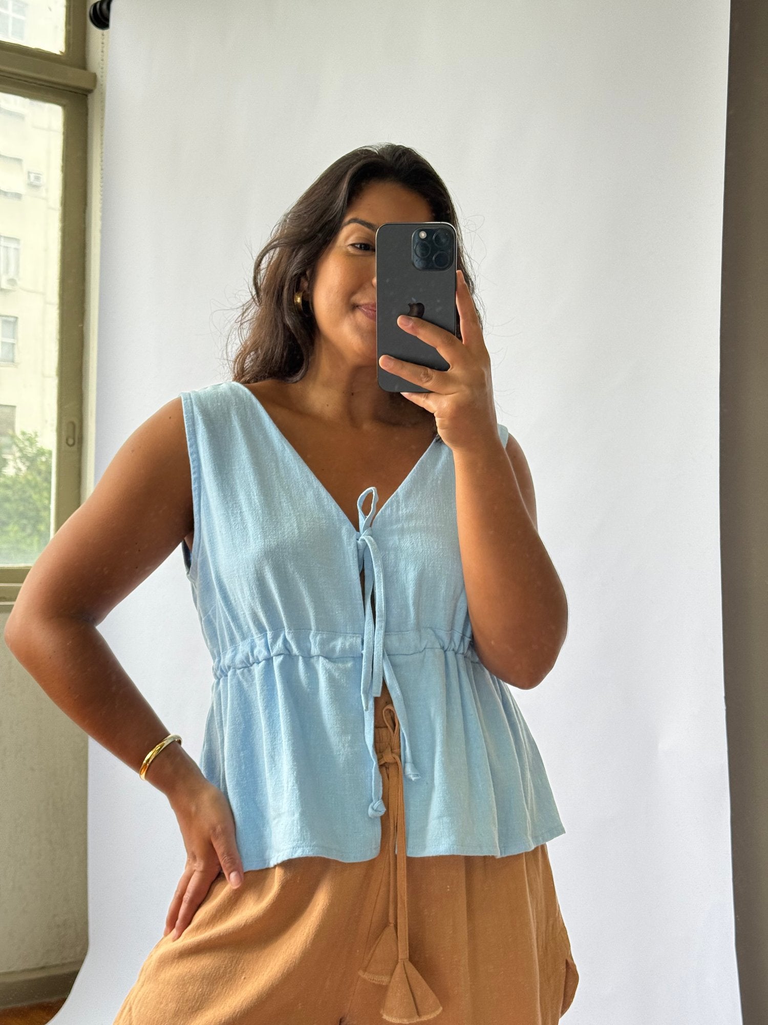 Blusa Belize Amarração - Azul Claro
