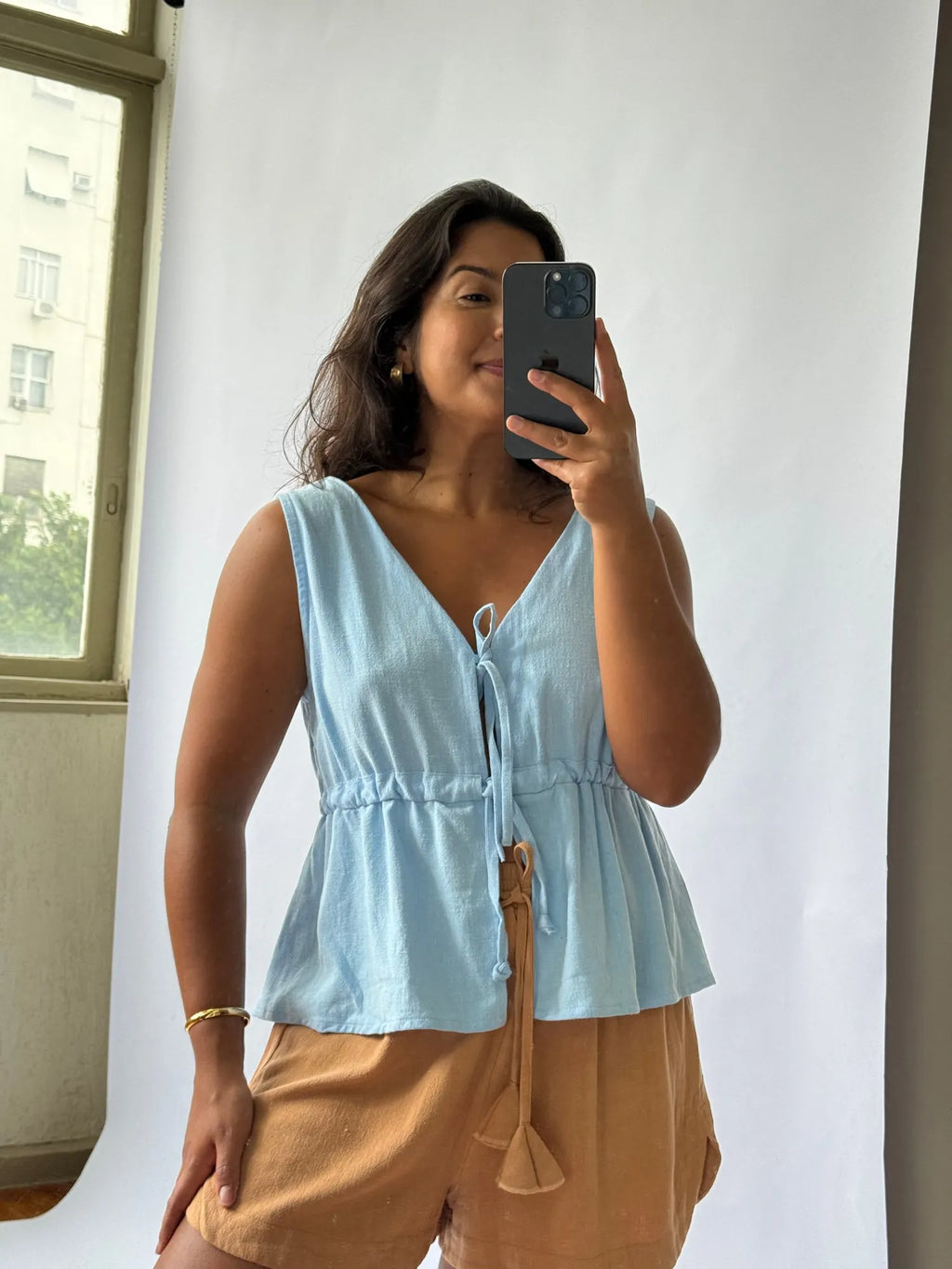 Blusa Belize Amarração - Azul Claro