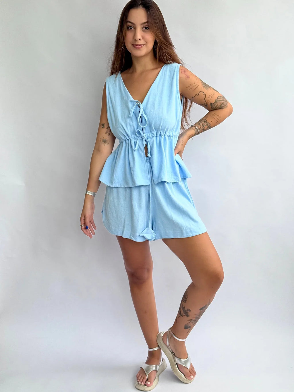 Blusa Belize Amarração - Azul Claro
